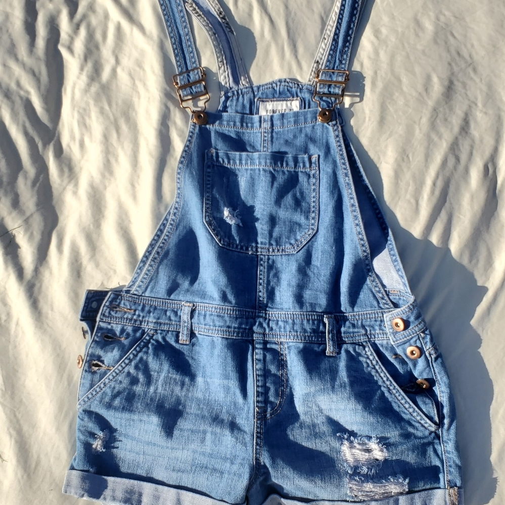 Forever 21 Woman's Denim Overall Shorts